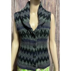 Lauren Ralph Lauren Wool Purple & Gray Indian Blanket Aztec Vest Sweater Sz S